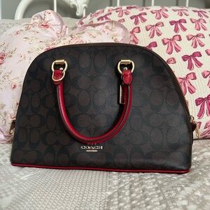 Coach Signature Brown and Red Satchel